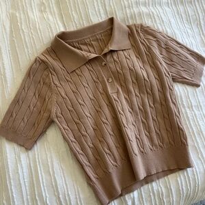 Women's Cable Knit Sweater - Tan